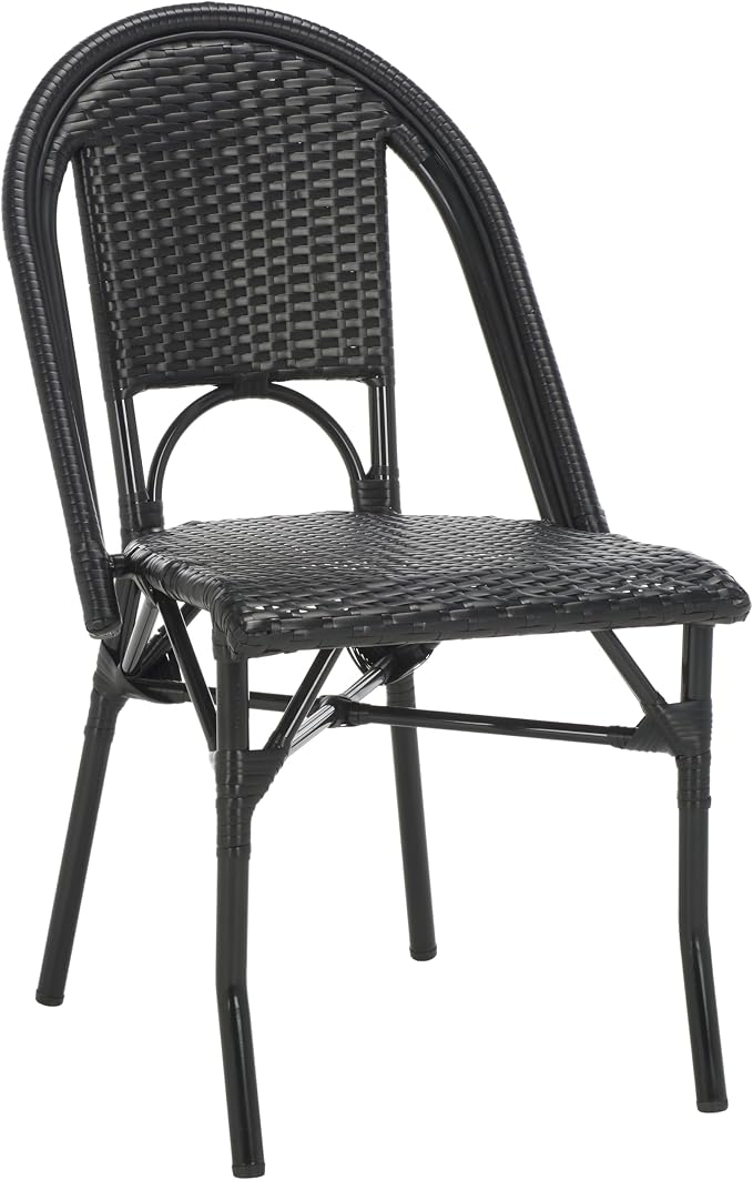 SAFAVIEH Outdoor Collection Torino Black Parisian Bistro Chair Set of 2 - Image 4