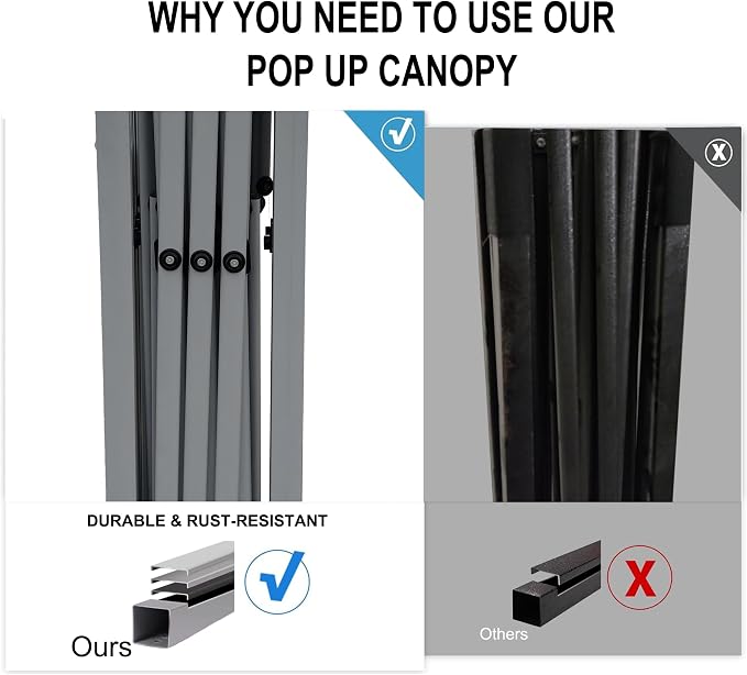 SANWAY 10x10 Pop up Canopy Tent, One-Button, Outdoor Instant Canopy Protable - Image 9