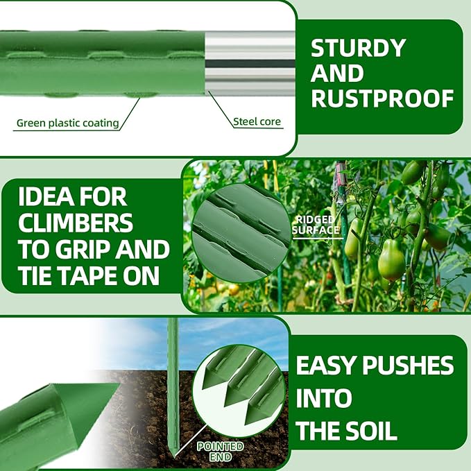 Garden Stakes 16 Inch 30 Pack, Diy 4ft 5ft 6ft 7ft 8ft Tomato Stakes Plastic - Image 2