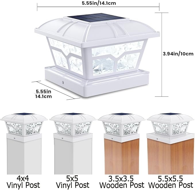 SIEDiNLAR Solar Post Cap Lights Outdoor 2 Color Modes 8 LEDs - Image 3