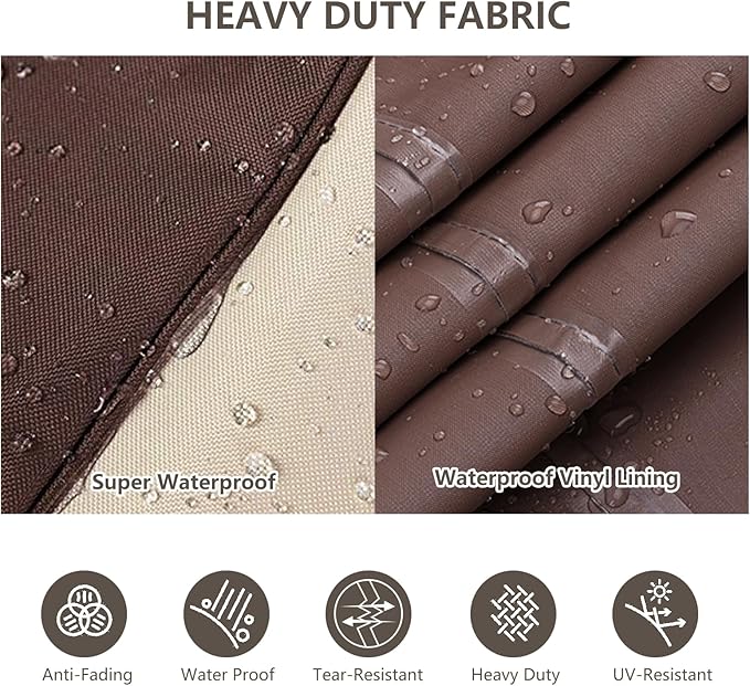 Rileytee Patio Furniture Set Covers, 4 Piece, 600D Heavy Duty Waterproof - Image 5