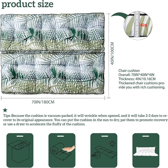 Outside Benches Cushion with Backrest, Thicken Waterproof Swing Cushions 2/3 - Image 5