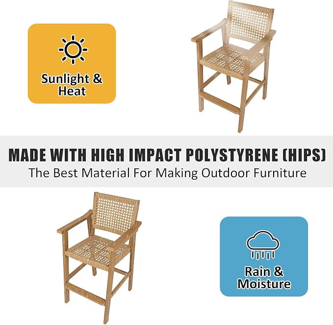 Poly Lumber Outdoor Bar Stools, Durable HIPS Material - Image 7