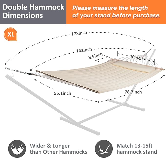 SUNCREAT Double Hammock for 2 Person, Extra Large Outdoor Portable Hammock - Image 4