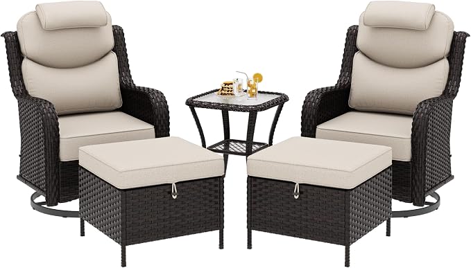 Patio Swivel Rocker Chairs of 2 by Meetleisure-LeisureLiving