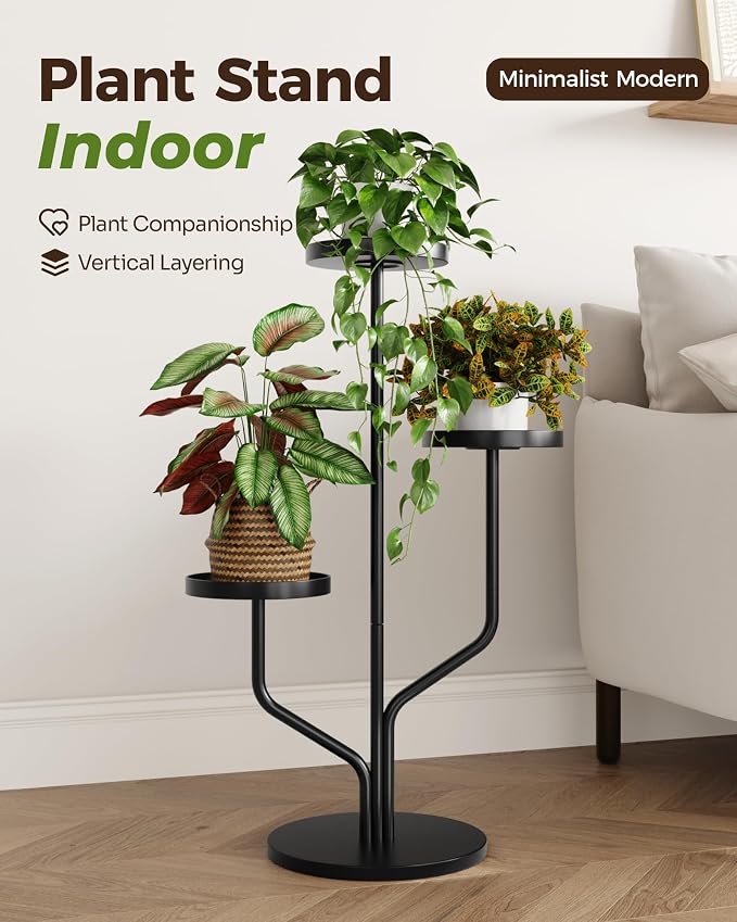 Bamworld 3 Tier Plant Stand Indoor Outdoor Metal Plant Shelf - Image 3