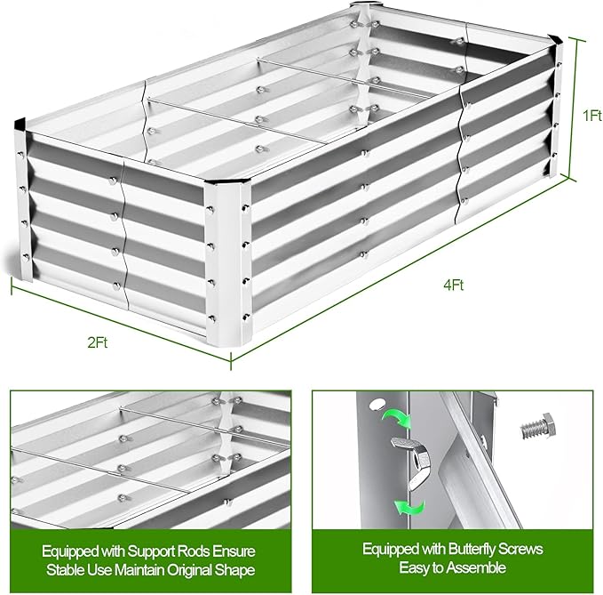 Highpro Galvanized Raised Garden Bed Kit, 4×2×1ft Planter Box - Image 6