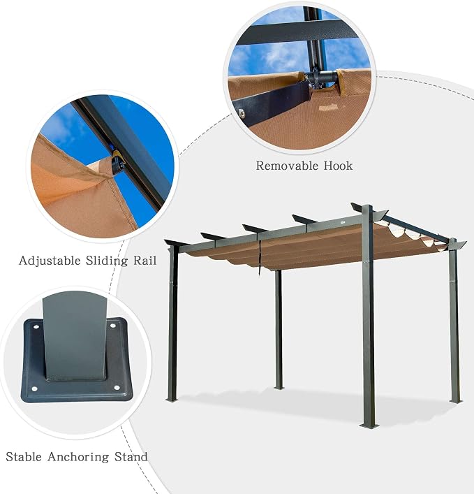 Domi Outdoor Living 10’ X 13’ Outdoor Retractable Pergola - Image 5