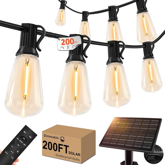 200ft Solar Outdoor String Lights by GHUSTAR