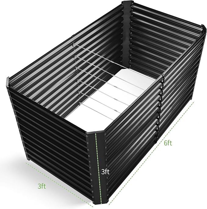 Land Guard 6x3x3ft Rectangular Galvanized Raised Garden Beds, Large-Capacity - Image 2