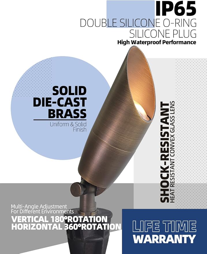 MALORY Solid Brass Landscape Spotlight 4-Pack - Image 3