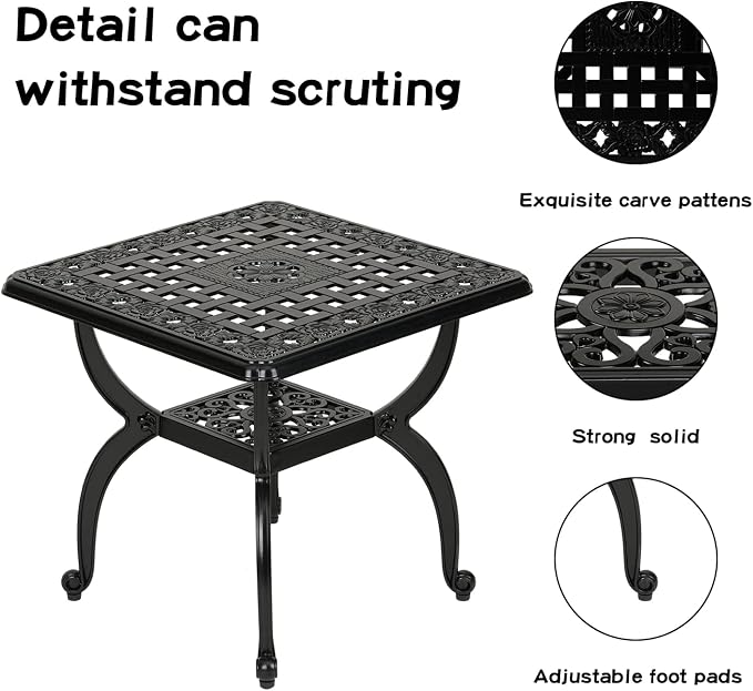 JARDIN DE CENTENNIAL Cast Aluminum Outdoor Side Table, Anti-Rust Outdoor End - Image 5