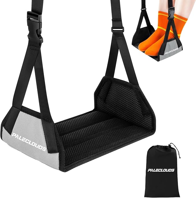 Foot Hammock for Plane Travel, No Collapse Thickened Bamboo Airplane Foot Rest by Paleclouds