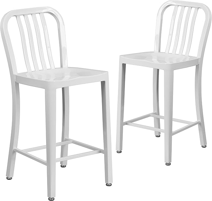 Flash Furniture Gael Commercial Grade 2 Pack 24" High White Metal by FlashFurniture