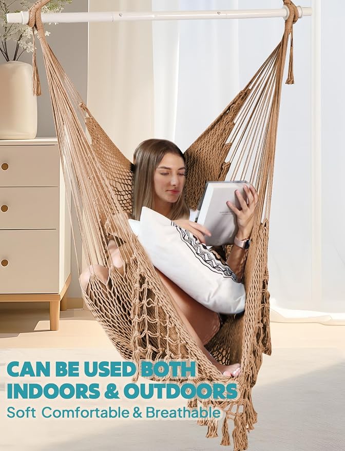 Chihee Hammock Chair Super Large Soft-Spun Cotton Rope Weaving Hanging Chair - Image 6