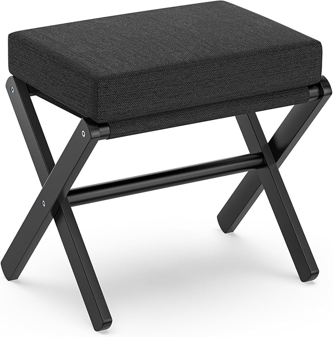 Foldable Foot Stool Ottoman, Small Padded Foot Rest by BAMBOOHOMIE