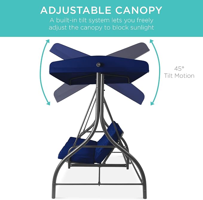 Best Choice Products 3-Seat Outdoor Large Converting Canopy Swing Glider - Image 5