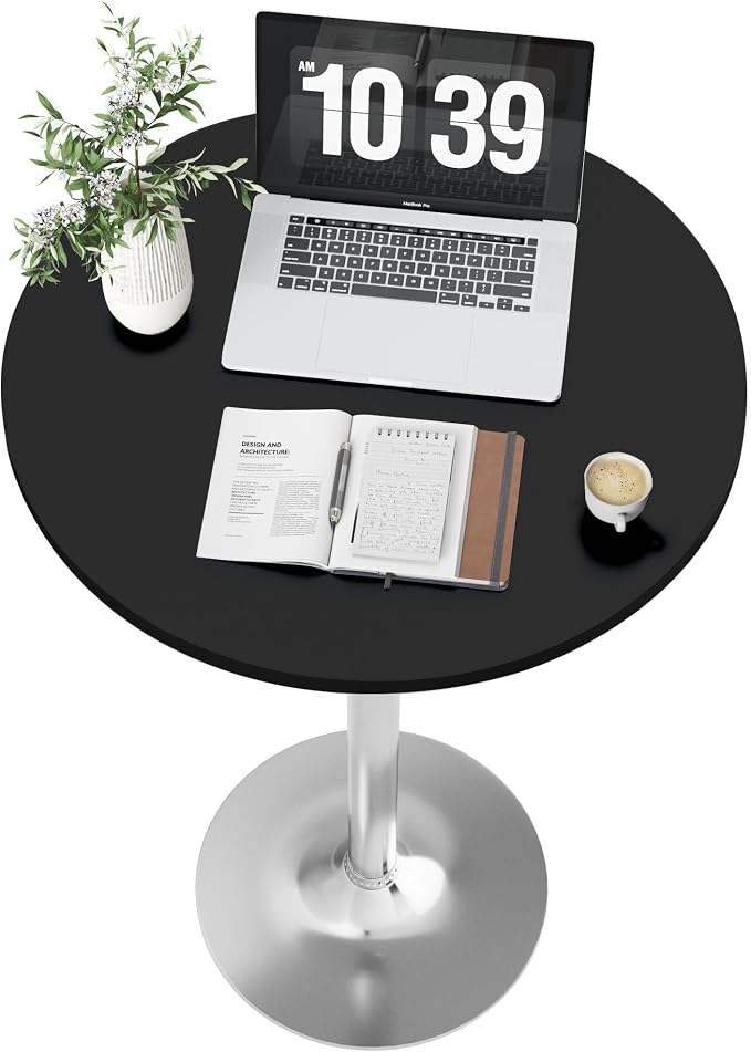 Flamaker Round Bistro Pub Table Modern Style Metal Base MDF Top Cocktail Bar - Image 5