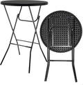 BTEXPERT Black 2.63 Foot Round Plastic Bar Height Folding Table Commercial by BTExpert