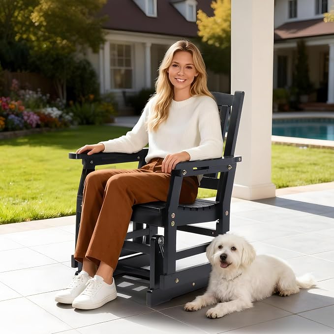VINGLI Fir Wood Outdoor Glider - Image 7