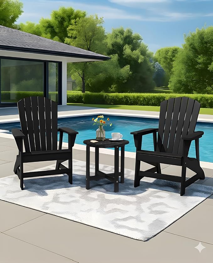 Outvita Adirondack Side Table, 18 Inch Round Outdoor End Table, HDPE Weather - Image 2