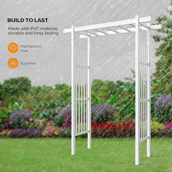 VINGLI Garden Arbor, Vinyl Wedding Arch - Image 3