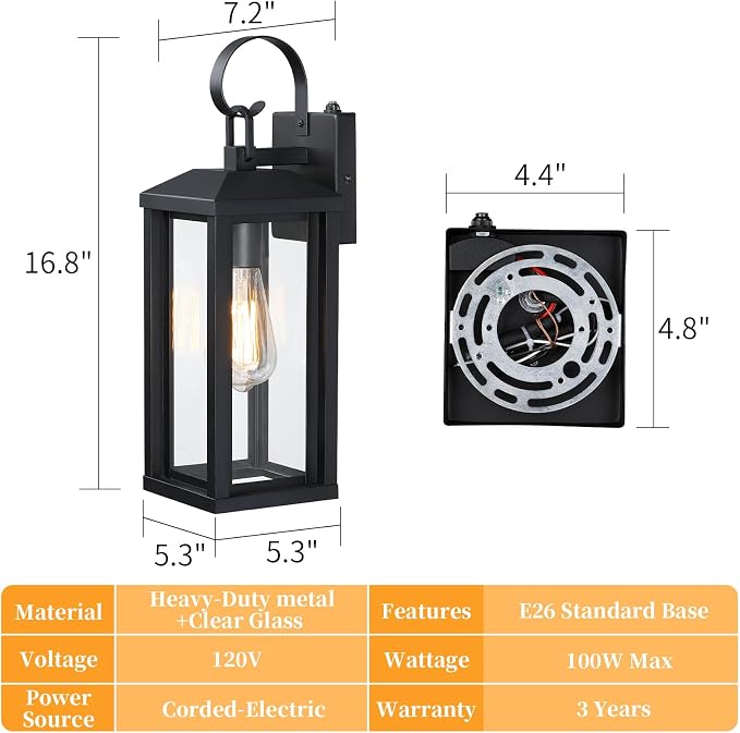 17" Dusk to Dawn Large Outdoor Wall Lights 2-Pack, Anti-Rust Modern Framhouse - Image 7