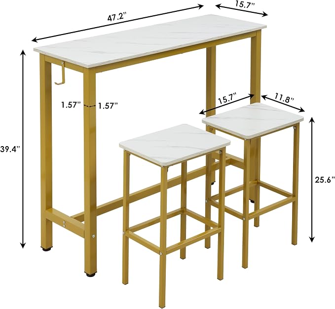 Finnhomy Bar Table Set, Rectangular Bar Height Table, Bar Table - Image 5
