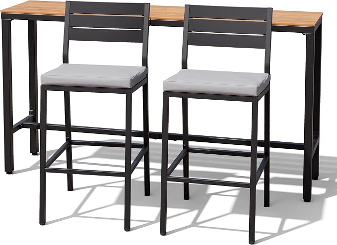 Crestlive Products Outdoor Bar Table and Chairs Set, 3 Piece Outside Patio Bar - Image 9