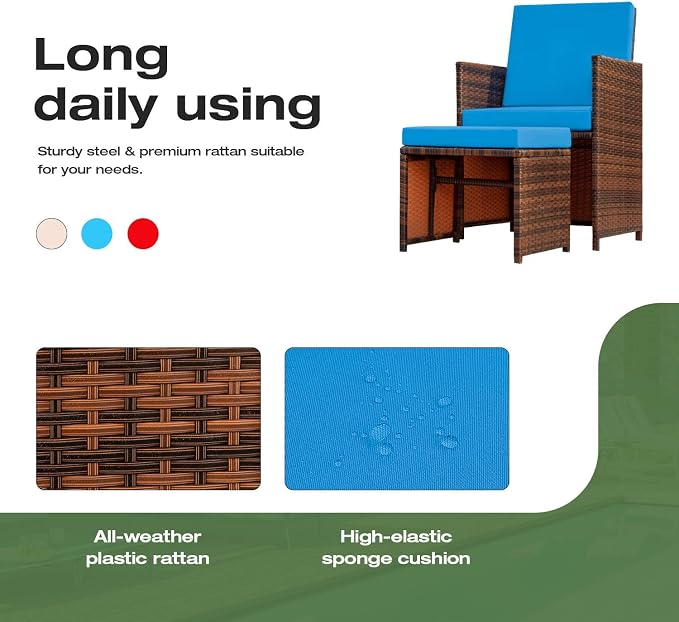 Devoko 4 Pieces Patio Wicker Furniture Set Outdoor Patio Chairs - Image 4