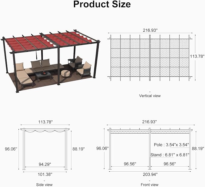 PURPLE LEAF 10' X 18' Outdoor Pergola - Image 7