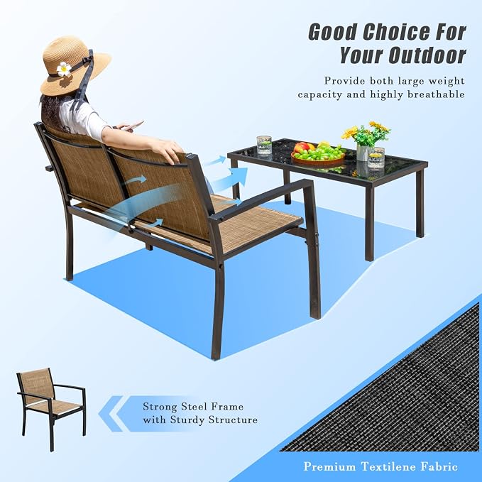 Devoko 4 Pieces Patio Furniture Set Outdoor Garden Patio Conversation Sets - Image 4