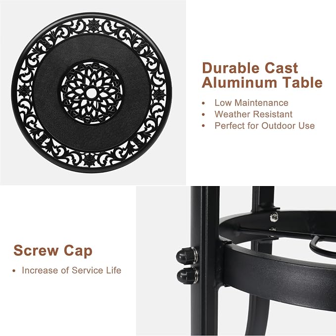 VINGLI Cast Aluminum Bar Height Patio Table - Image 4