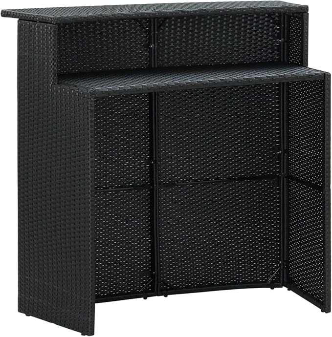 Bar Table for Outdoors Black 120 x 55 x 110 cm Polyrattan, Bar Table, Square - Image 4