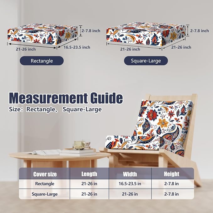 8Pcs Square Large + Rectangle Stretch Patio Cushion Covers, Couch & Sofa - Image 2