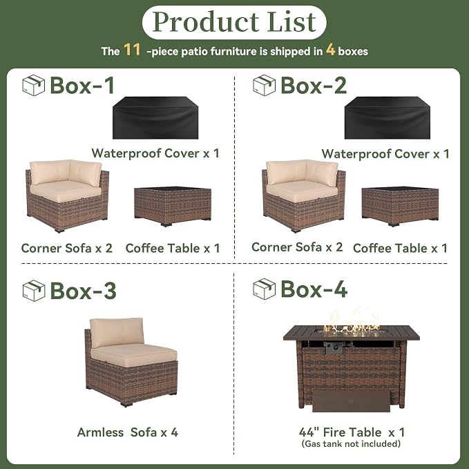 Aoxun 11 Piece Patio Furniture Set - Image 5