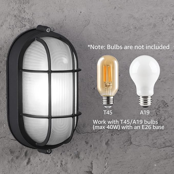 LEONLITE 8.5'' Bulkhead Light Fixture, Nautical Outdoor Lighting, Oval Bulkhead - Image 2