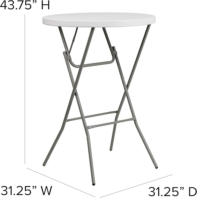 Flash Furniture Elon 2.6-Foot Round Granite White Plastic Bar Height Folding - Image 2
