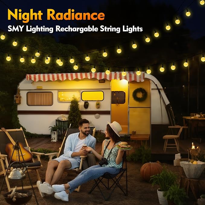 SMY Lighting 22FT Rechargeable Battery Operated 50 LED Crystal Globe String - Image 6