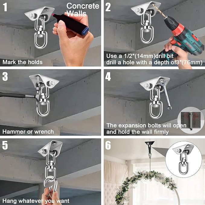 Hammock Hanging kit, 360°Rotating 1200 lb Capacity Heavy Duty, Hanger & Swing - Image 7
