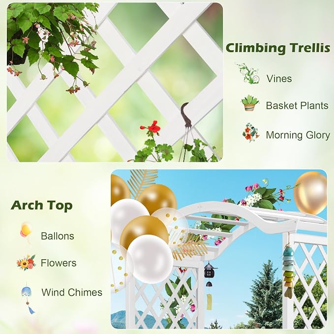 Giantex Garden Arbor with Planter, Wooden Planter Arch with Trellis, Outdoor - Image 6