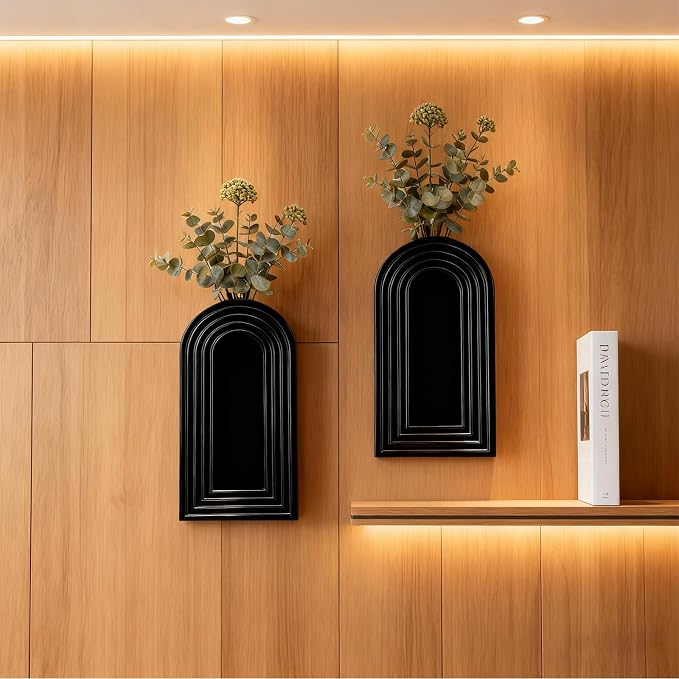 2 Pack Wooden Wall Vase Set, Boho Hanging Planter - Image 3