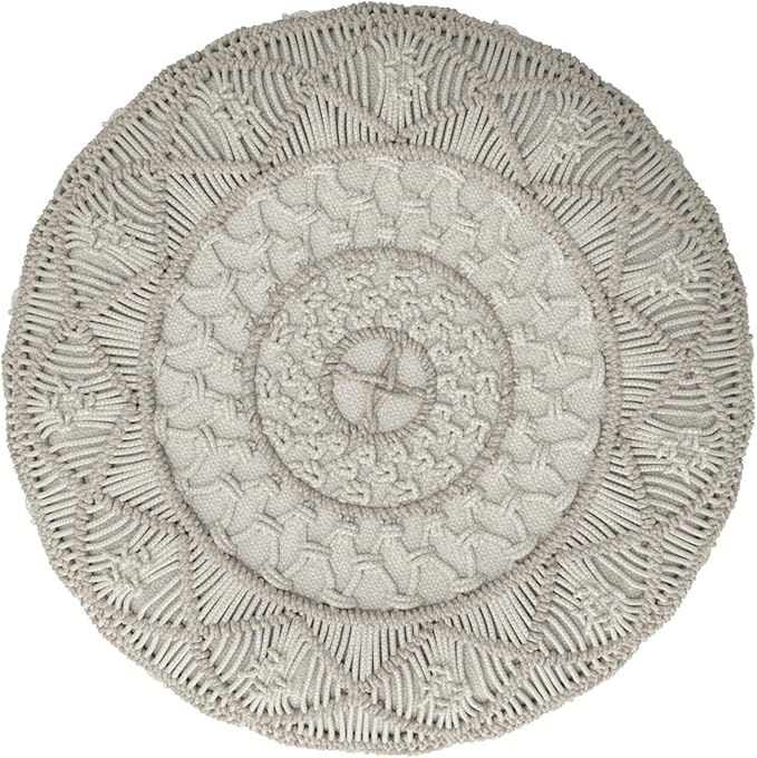 SIMPLIHOME Coates Contemporary Round Macrame Pouf in Cloud Grey Cotton - Image 6