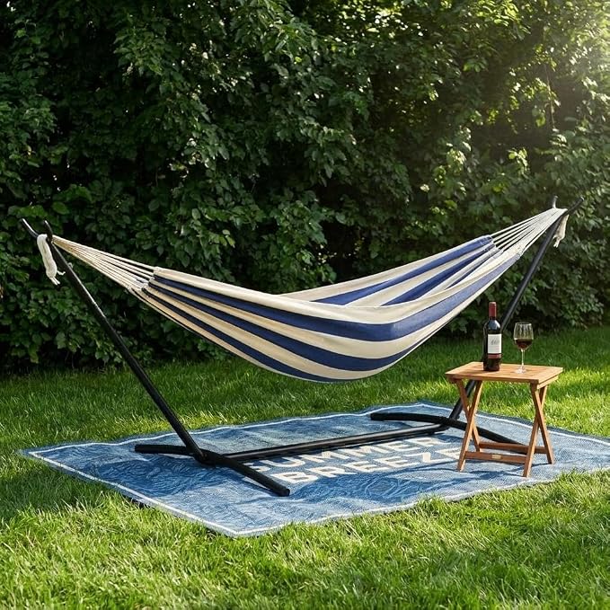 GAOMON Double Hammock with Stand, 450 lb Capacity, Adjustable Portable Hammock by GAOMON