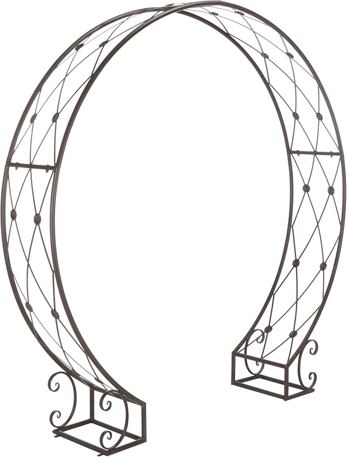 SAFAVIEH Outdoor Collection Mizell Rustic Brown Lattice Wrought Iron Moon - Image 2
