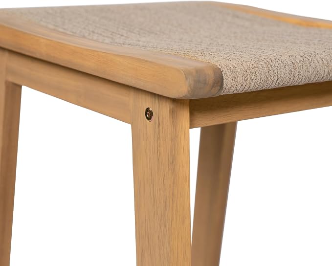 Christopher Knight Home Lily Set of 2 Patio Barstool, Acacia Wood & Woven Rope - Image 8