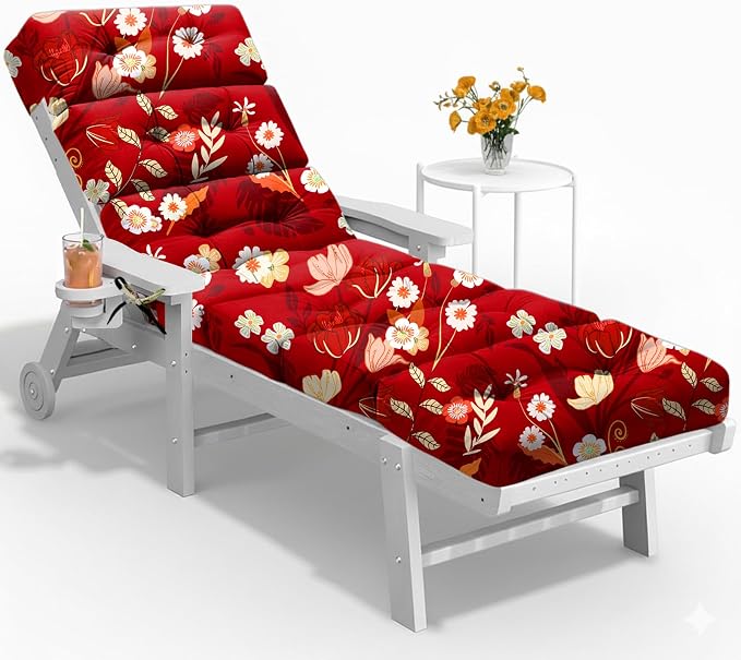 All Weather Chaise Lounge Cushions Outdoor 74.4 x 22 x 4 Inches Lounge Chair by Tycdiose