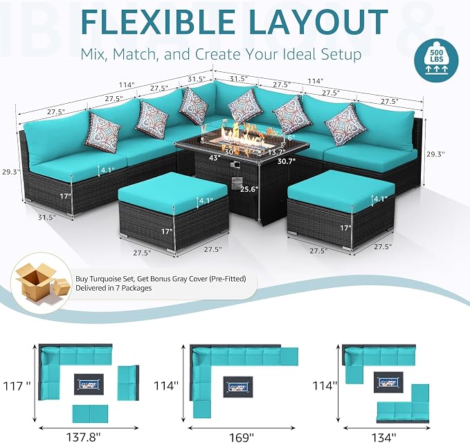 NICESOUL 10 Piece Modern Outdoor Furniture Set - Image 4