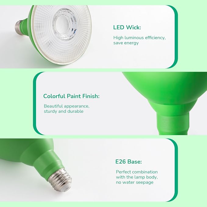 EDISHINE St.Patrick's Day/Easter Decorations PAR38 Green LED Flood Light Bulbs - Image 6
