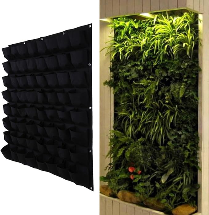 Ogrmar 64 Pockets Vertical Wall Garden Planter Plant Grow Bag - Image 3
